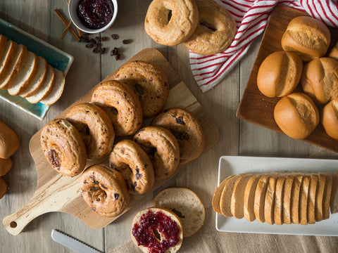 Mixed selection of gluten-free breads and bagels from Outside The Breadbox