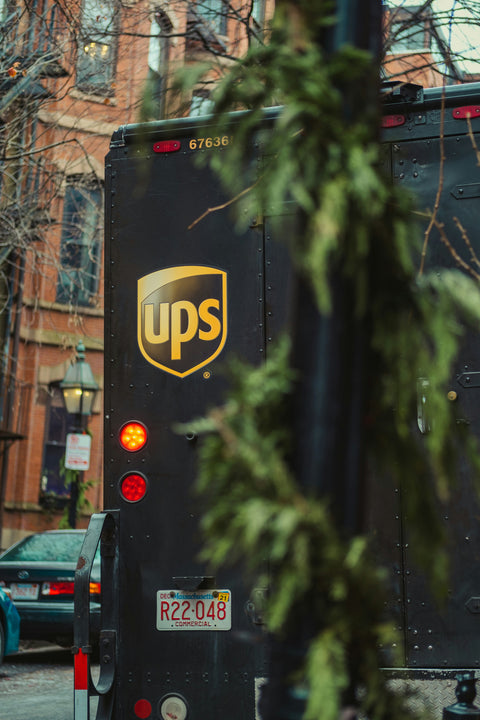 UPS delivery truck used for shipping Outside The Breadbox gluten-free products