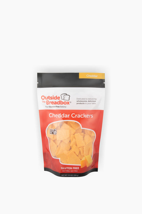Cheddar gluten-free crackers, savory snack from Outside The Breadbox