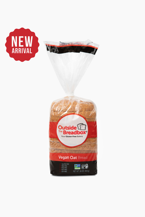 Gluten-free vegan oat bread loaf, sliced lengthwise
