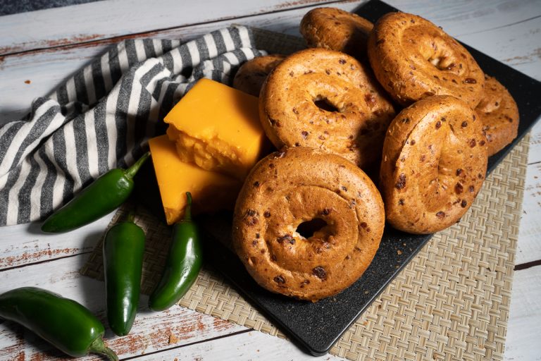Jalapeño Cheddar Bagels Outside the Breadbox