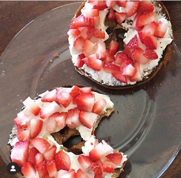 Strawberry Cream Cheese Bagels Outside the Breadbox